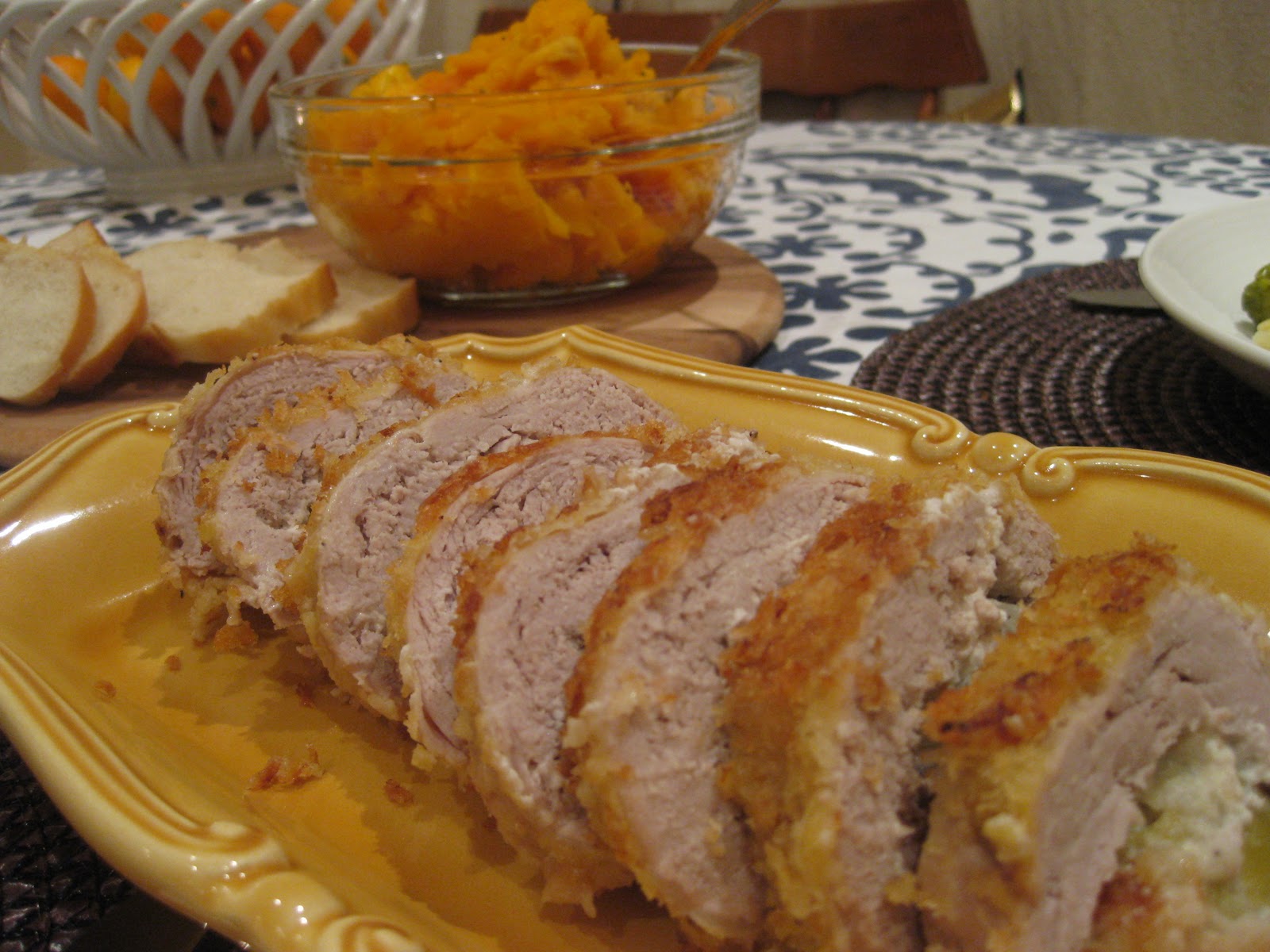 Panko Crusted Pork Tenderloin Stuffed with Feta and Pear